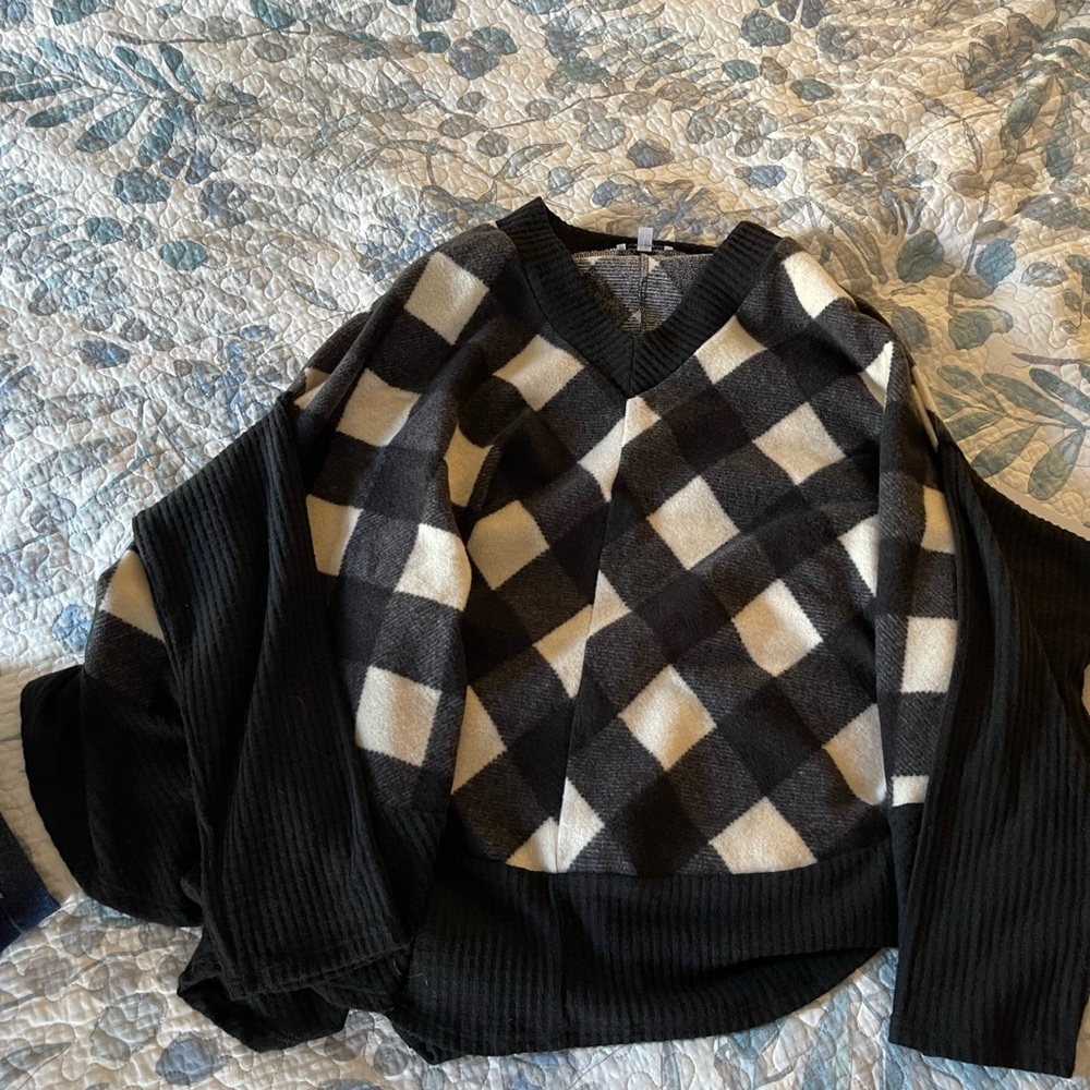 White birch cream buffalo plaid poncho